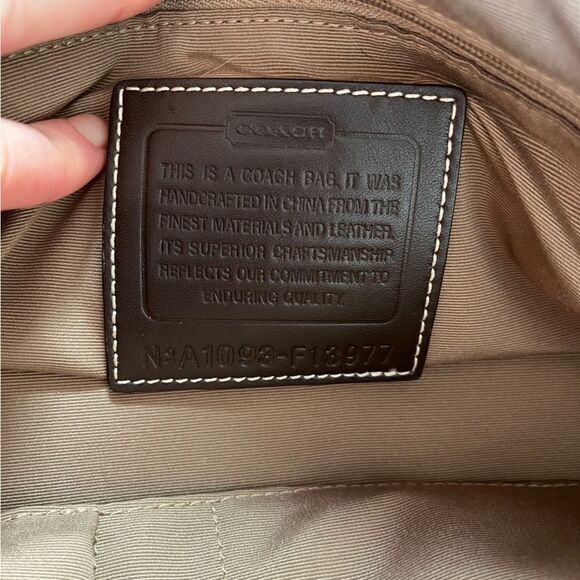 COACH Hampton Signature Monogram Brown Leather & Canvas Satchel Shoulder Bag - Picture 7 of 10
